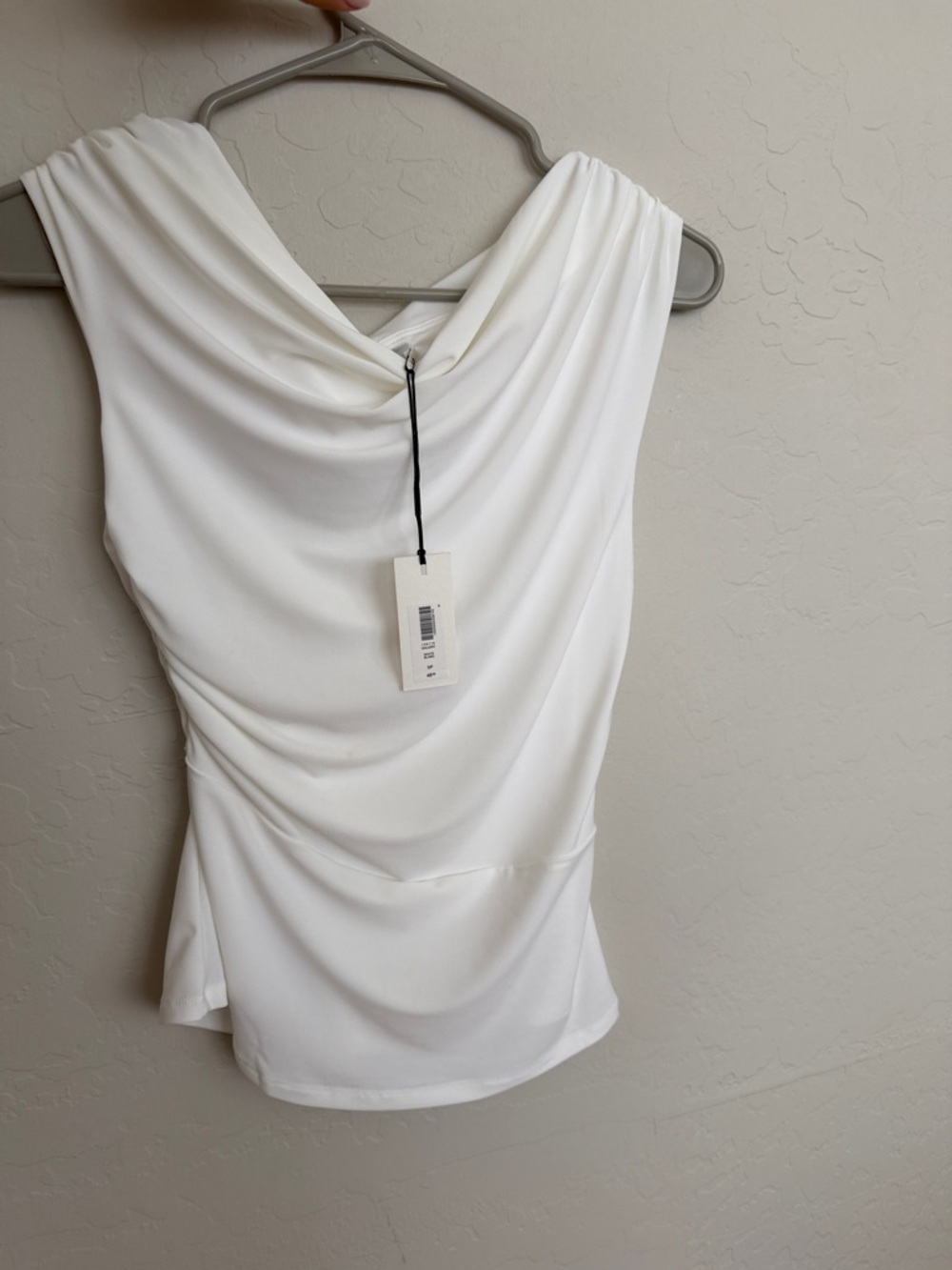 Aritzia White Draped Cowl Neck Sleeveless Camisole Top